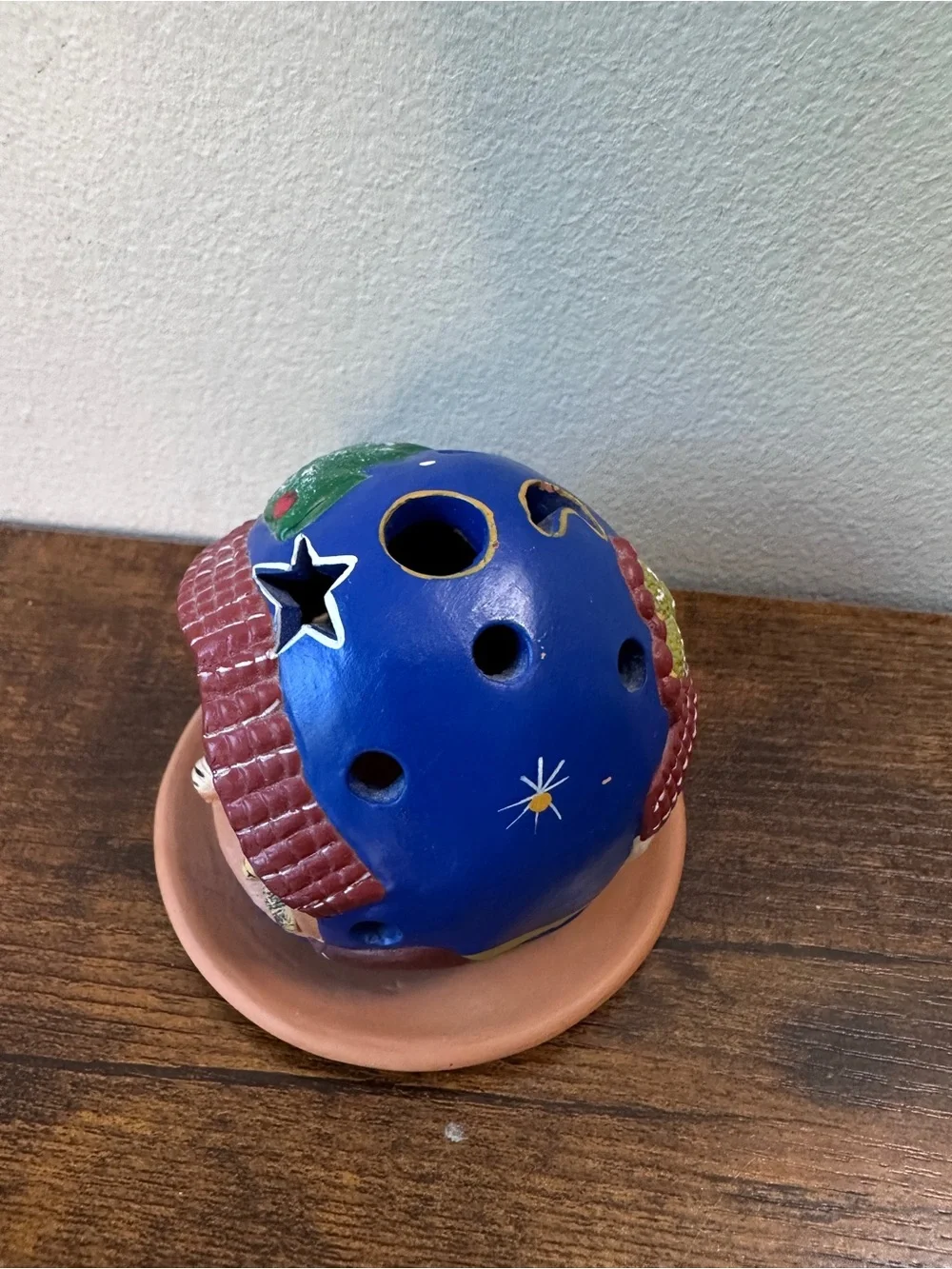 Peruvian Clay Nativity Scene Candle Holder Terracotta Dome Folk‎ Art Christmas